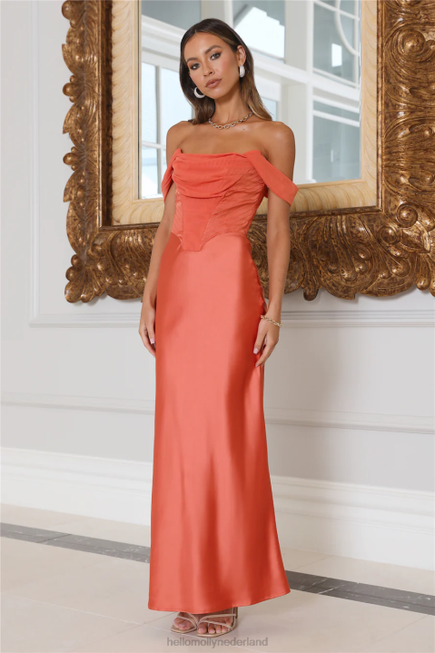 prinses moment maxi-jurk oranje Hello Molly T6BF4259 kleding