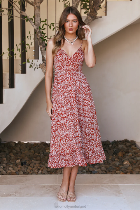 zitten maxi-jurk roest Hello Molly T6BF6435 kleding