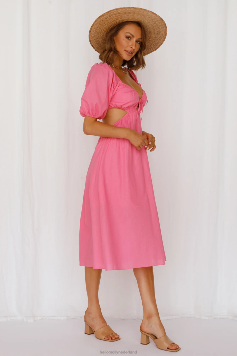 Kom en vlieg met mij midi-jurk, felroze Hello Molly T6BF4879 kleding