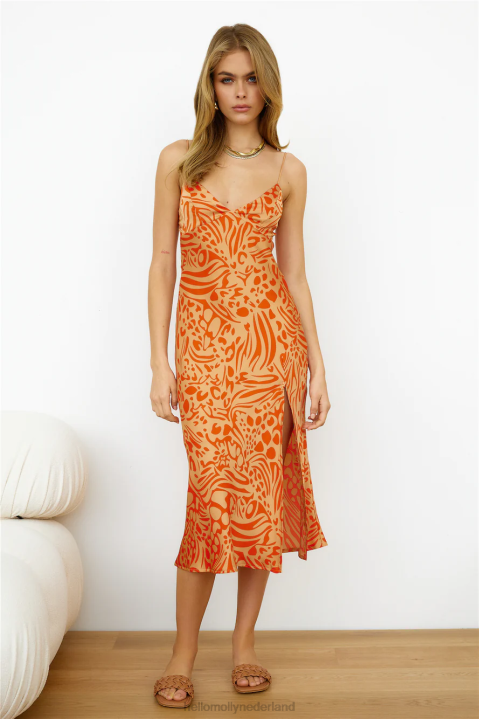 Sunday Escape midi-jurk oranje Hello Molly T6BF5269 kleding