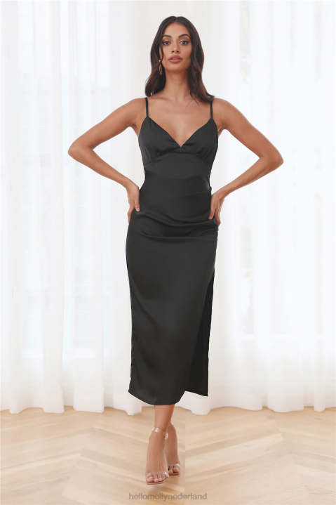 alles over stijl midi-jurk zwart Hello Molly T6BF5335 kleding