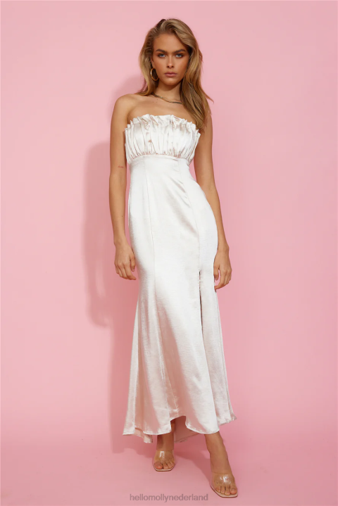 bezit de dans satijnen midi-jurk champagne Hello Molly T6BF4575 kleding