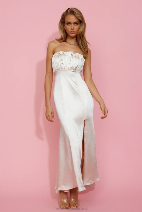 bezit de dans satijnen midi-jurk champagne Hello Molly T6BF4575 kleding
