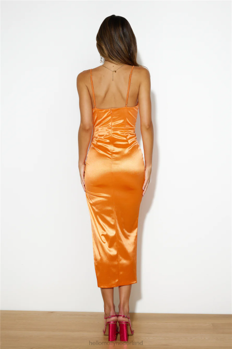 draag de glow midi-jurk oranje Hello Molly T6BF5169 kleding