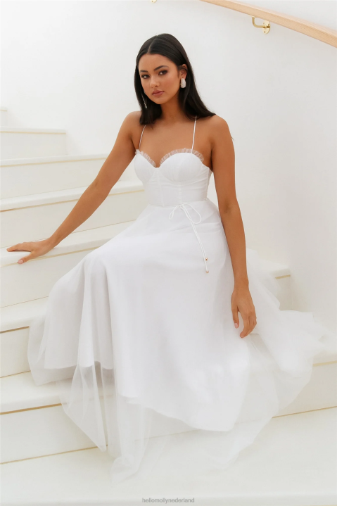 dwalen in de lichte tule midi-jurk wit Hello Molly T6BF3655 kleding