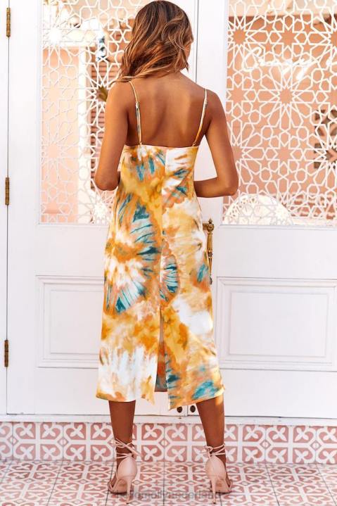 een split beslissing midi-jurk oranje multi Hello Molly T6BF3681 kleding