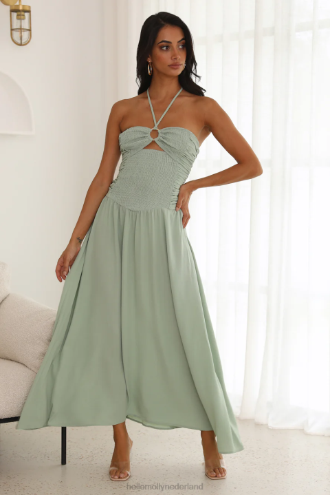 ga terug in de tijd midi-jurk groen Hello Molly T6BF5193 kleding