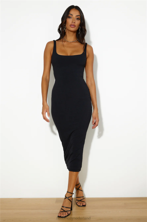 geribbelde midi-nachtjurk voor meisjes, zwart Hello Molly T6BF5363 kleding