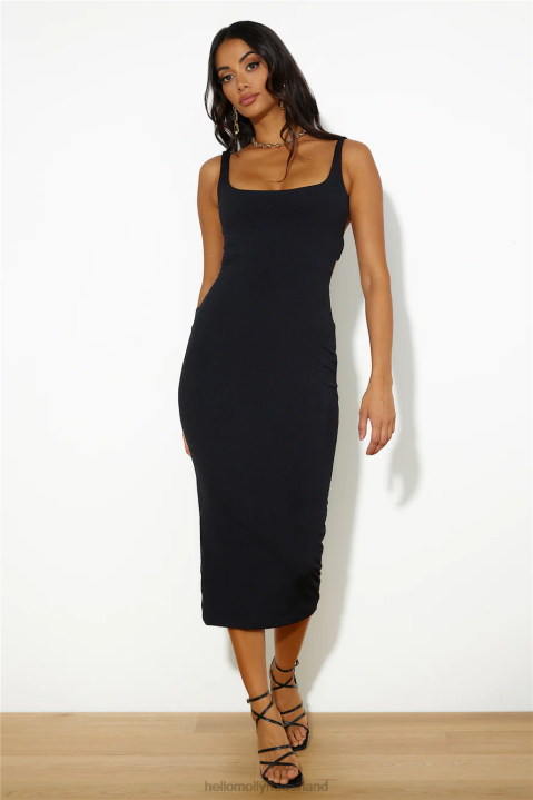 geribbelde midi-nachtjurk voor meisjes, zwart Hello Molly T6BF5363 kleding