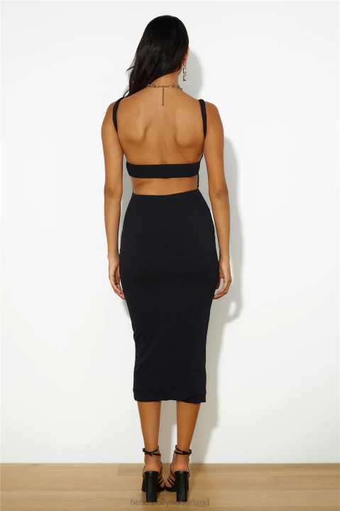 geribbelde midi-nachtjurk voor meisjes, zwart Hello Molly T6BF5363 kleding