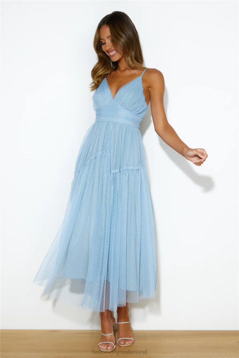 gezien worden in deze midi-jurk blauw Hello Molly T6BF4299 kleding