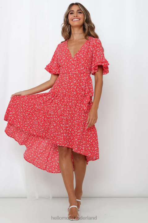 giving me good vibes midi-jurk rood Hello Molly T6BF5415 kleding