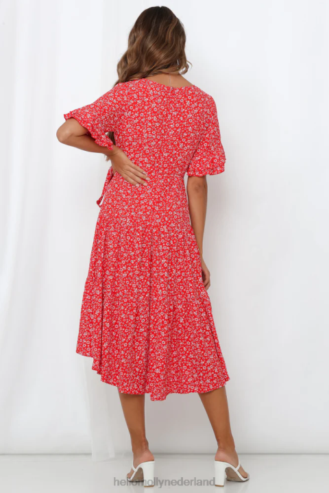 giving me good vibes midi-jurk rood Hello Molly T6BF5415 kleding
