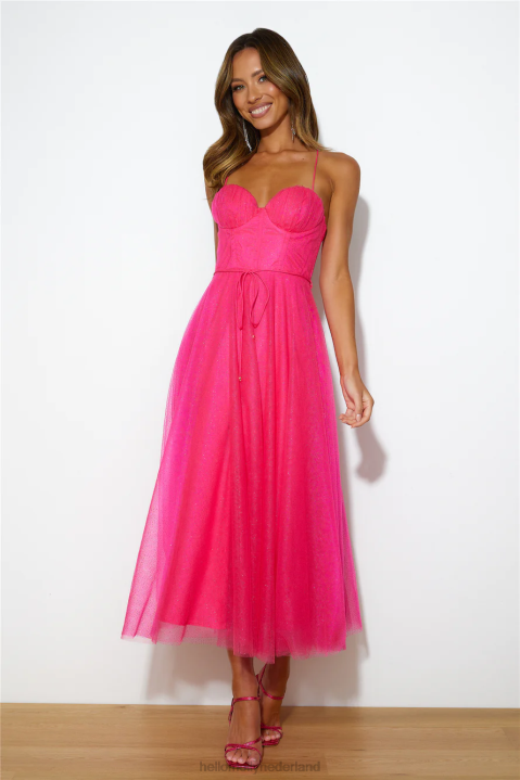 glitter strooi midi-jurk fuchsia Hello Molly T6BF4383 kleding