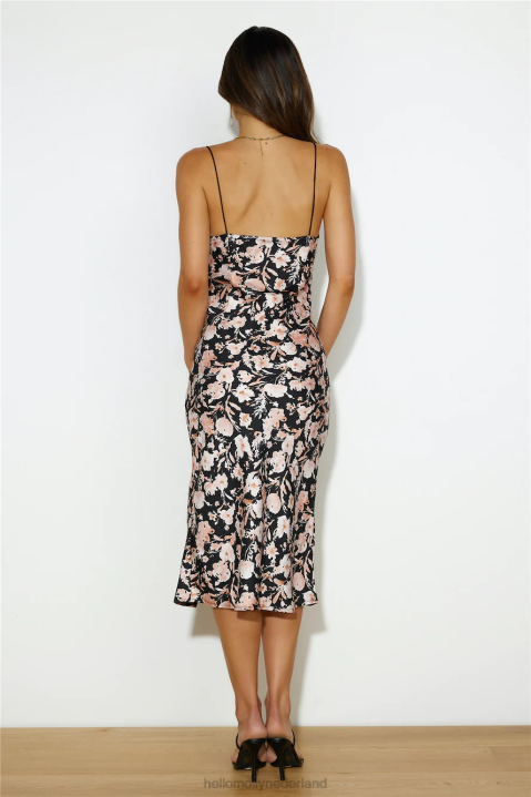 glowing in the night satijnen midi-jurk zwart Hello Molly T6BF4425 kleding