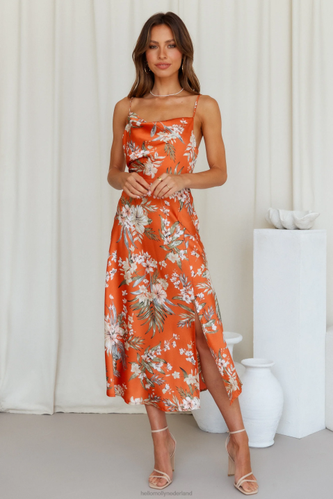 heart in the sun midi-jurk oranje Hello Molly T6BF3613 kleding