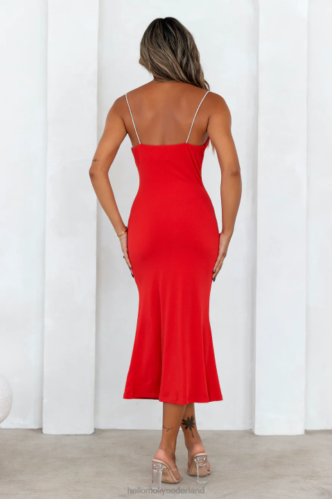 kijk eens naar die midi-jurk rood Hello Molly T6BF4479 kleding