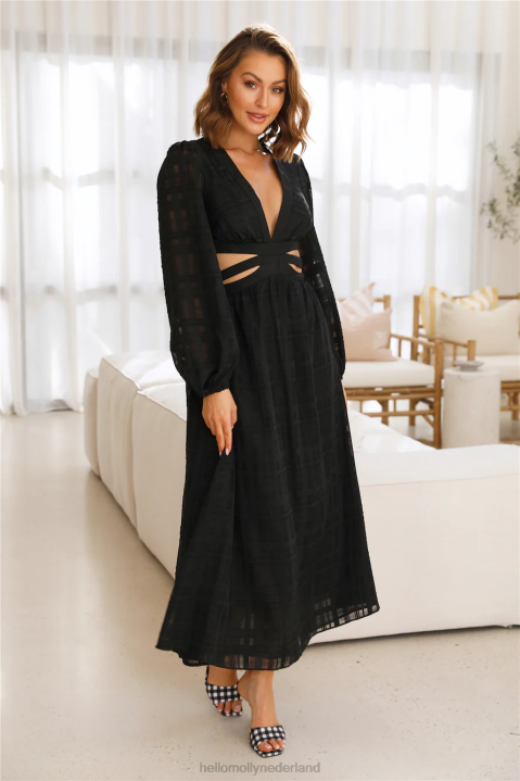 lucky roll midi-jurk zwart Hello Molly T6BF4717 kleding