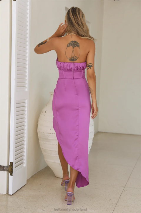 maak indruk zonder midi-jurk paars te proberen Hello Molly T6BF5397 kleding