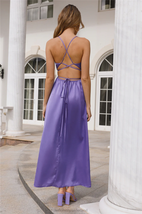 reveal your mind satijnen midi-jurk paars Hello Molly T6BF4751 kleding