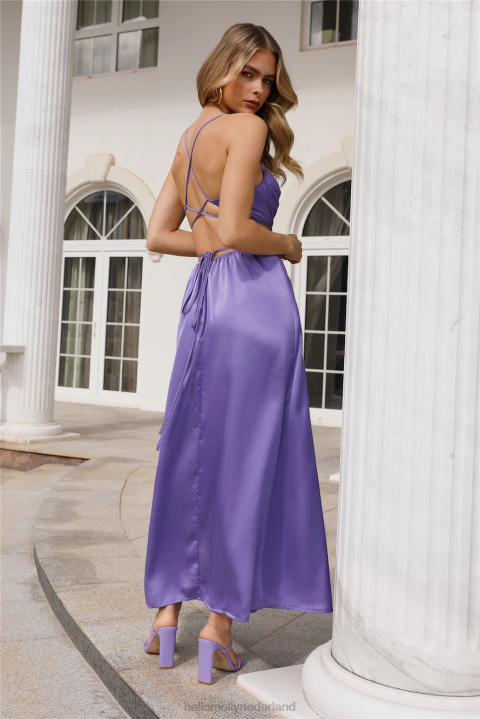 reveal your mind satijnen midi-jurk paars Hello Molly T6BF4751 kleding