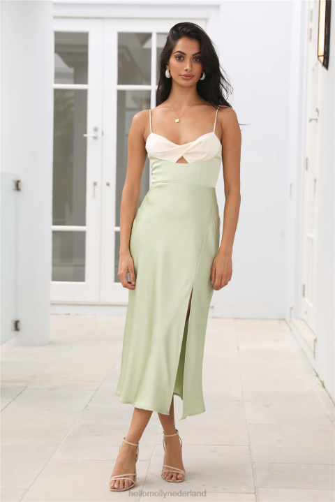 run don't walk midi-jurk salie Hello Molly T6BF4415 kleding