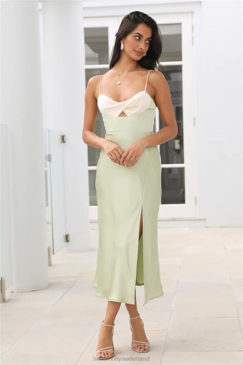 run don\'t walk midi-jurk salie Hello Molly T6BF4415 kleding