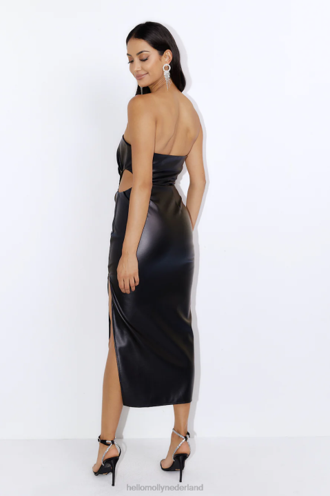 set deze trend kunstleren midi-jurk zwart Hello Molly T6BF5371 kleding