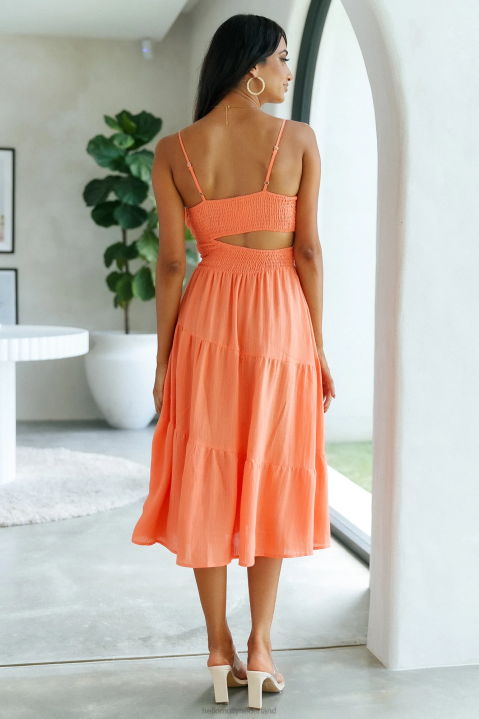verdwalen in je ogen midi-jurk oranje Hello Molly T6BF4159 kleding
