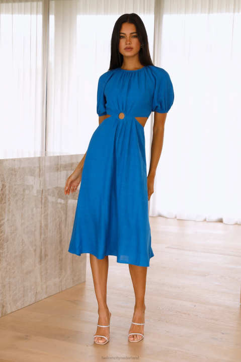 verlicht de manier waarop midi-jurk blauw is Hello Molly T6BF1537 kleding