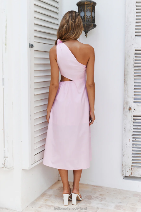 ze brengt de vibes midi-jurk roze Hello Molly T6BF2653 kleding