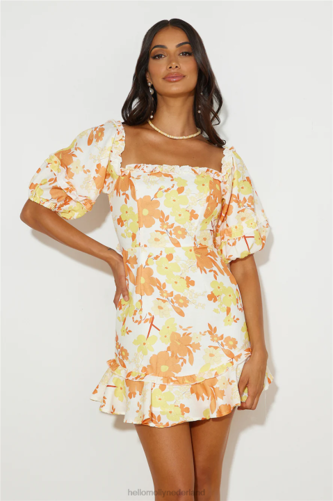 brunching mood mini-jurkje oranje Hello Molly T6BF2057 kleding