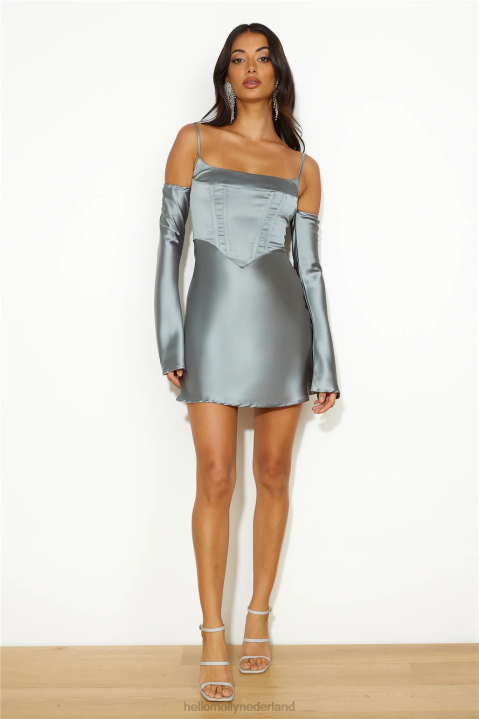 channel me satijnen mini-jurkje salie Hello Molly T6BF3037 kleding