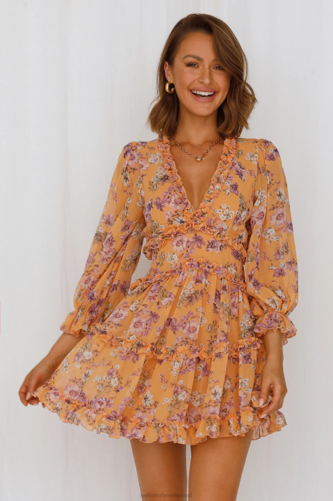 kliek koningin jurk abrikoos Hello Molly T6BF1553 kleding