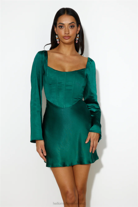 meet up date satijnen mini-jurkje blauwgroen Hello Molly T6BF1059 kleding