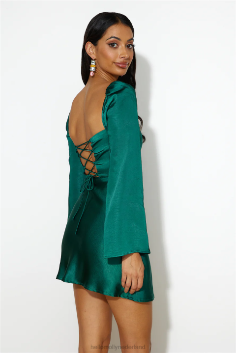 meet up date satijnen mini-jurkje blauwgroen Hello Molly T6BF1059 kleding