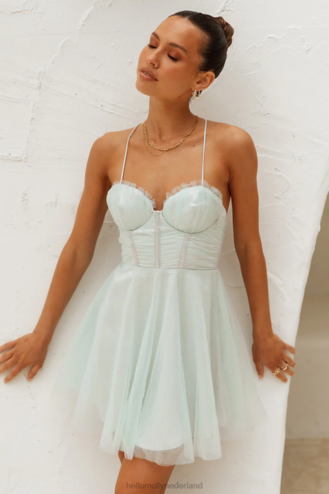 verlichte jurk pistache Hello Molly T6BF2443 kleding