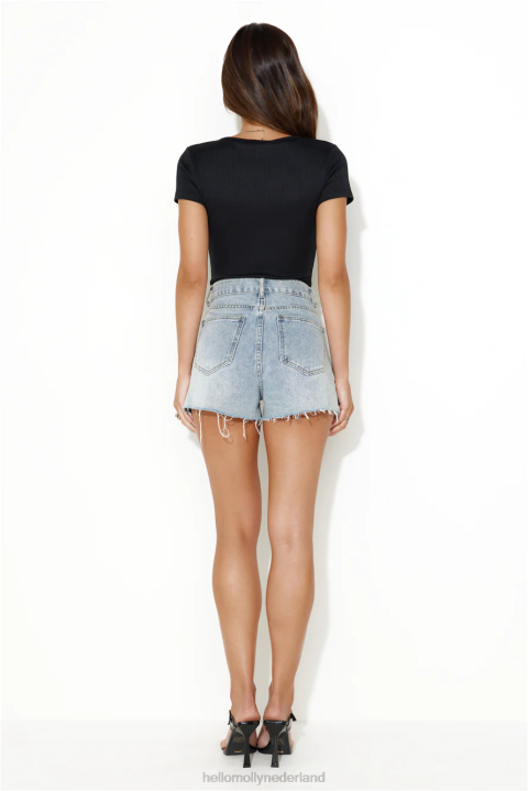 feel emoties geribde bodysuit met korte mouwen zwart Hello Molly T6BF8869 kleding