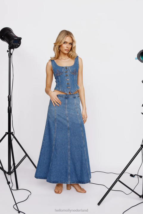 leeuwin after hours korset blauw denim Hello Molly T6BF8733 kleding
