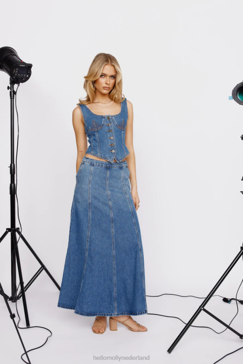 leeuwin after hours korset blauw denim Hello Molly T6BF8733 kleding