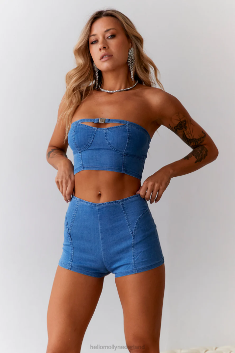 Britney Vibes denim crop blauw Hello Molly T6BF8075 kleding