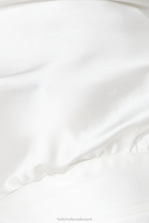 Nights to Glow satijnen crop top met lange mouwen wit Hello Molly T6BF8505 kleding