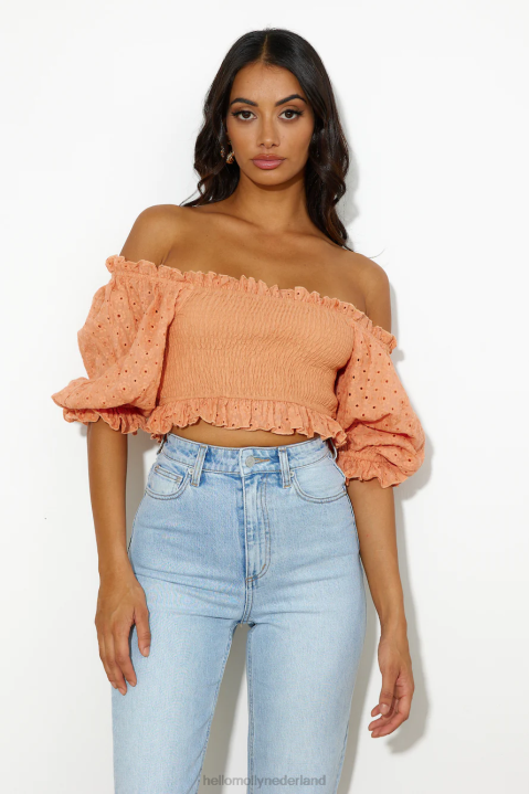 coole meid zoals ik crop top oranje Hello Molly T6BF8057 kleding