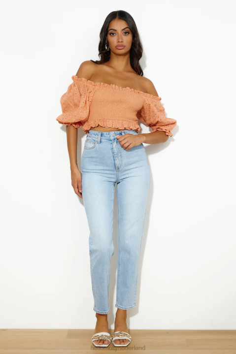coole meid zoals ik crop top oranje Hello Molly T6BF8057 kleding