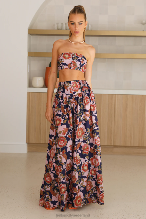 crème brulee bandeautop met bloemenprint Hello Molly T6BF8157 kleding