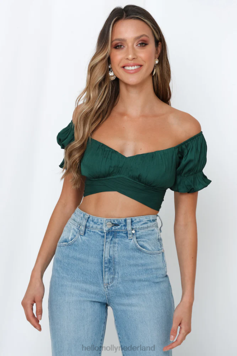 danste tot vier crop top bosgroen Hello Molly T6BF8345 kleding