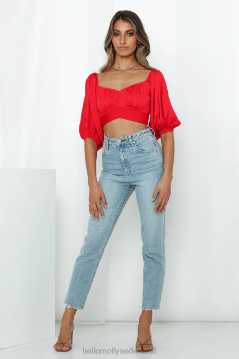 levende pop crop top rood Hello Molly T6BF8279 kleding