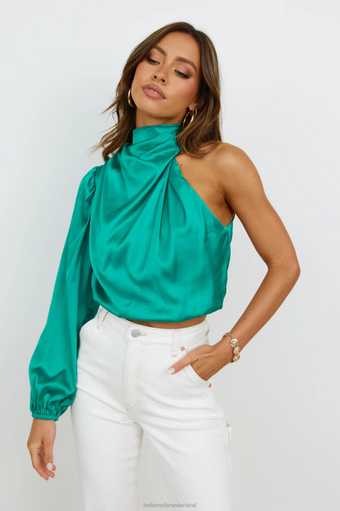 love deborah satijnen crop top groen Hello Molly T6BF8069 kleding