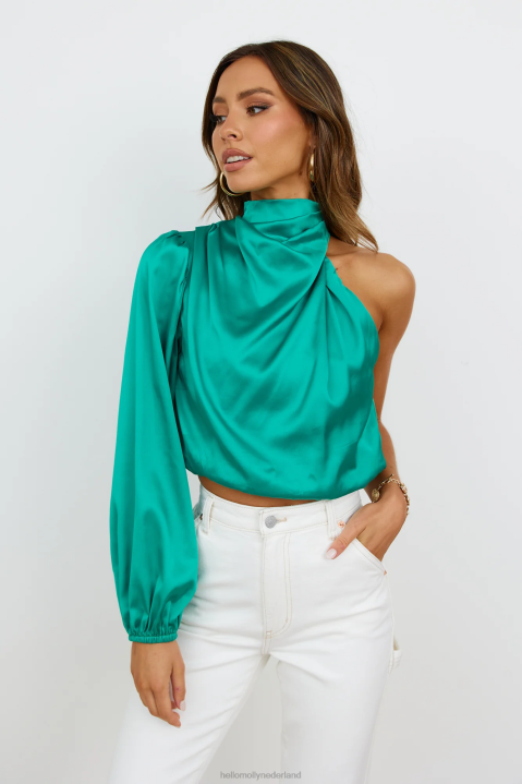 love deborah satijnen crop top groen Hello Molly T6BF8069 kleding