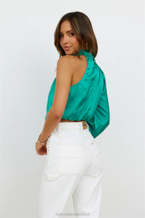 love deborah satijnen crop top groen Hello Molly T6BF8069 kleding